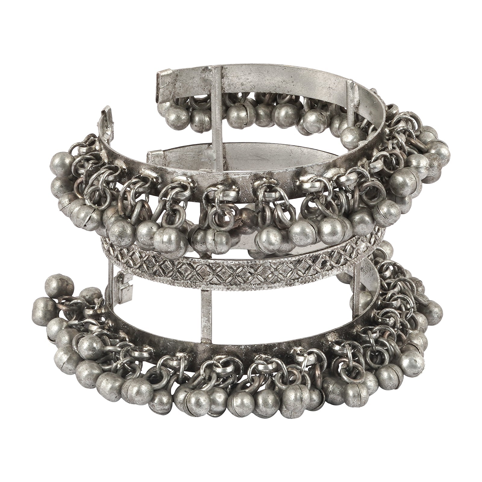 Teejh Sajal Silver Oxidised Ghungroo Bracelet