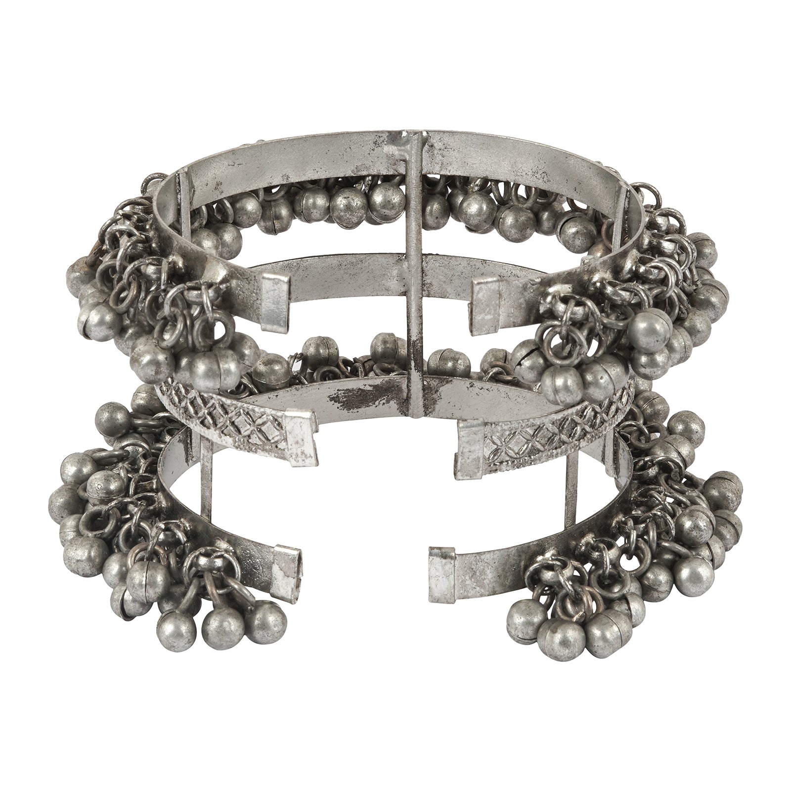 Teejh Sajal Silver Oxidised Ghungroo Bracelet