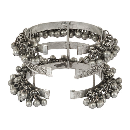 Teejh Sajal Silver Oxidised Ghungroo Bracelet