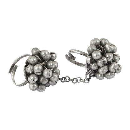 Teejh Mawra Silver Oxidised Ghungroo Ring