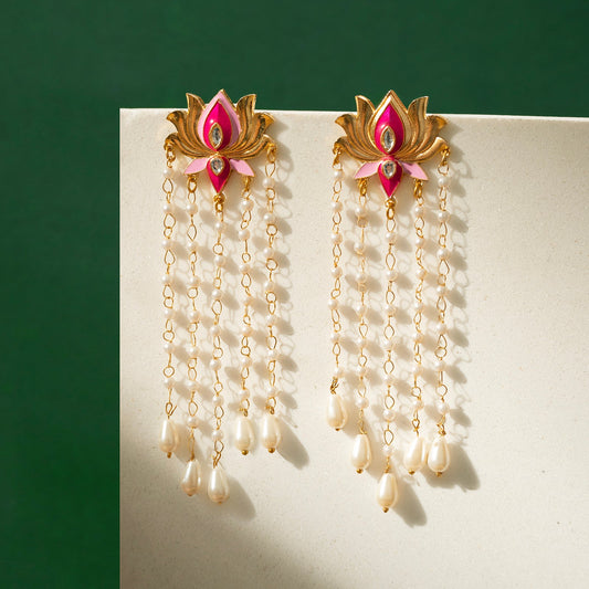Chamak Chalo Light Pink & Fuschia Pink Truck Art Earrings