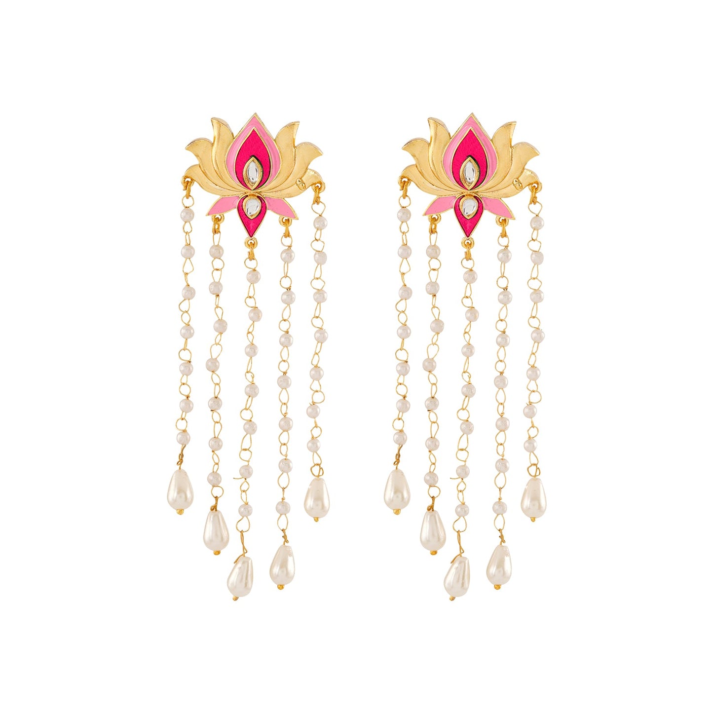 Chamak Chalo Light Pink & Fuschia Pink Truck Art Earrings