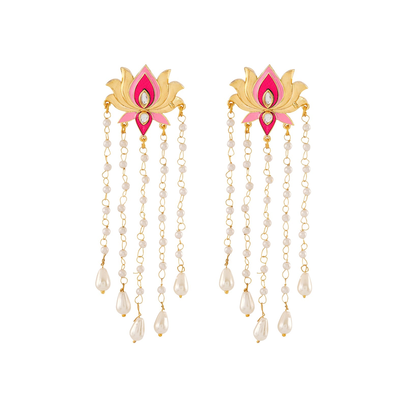 Chamak Chalo Light Pink & Fuschia Pink Truck Art Earrings