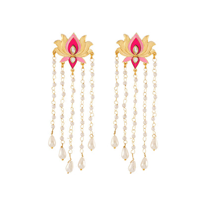 Chamak Chalo Light Pink & Fuschia Pink Truck Art Earrings