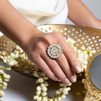 Teejh Raagini Pearl and Polki Ring