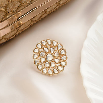 Teejh Raagini Pearl and Polki Ring