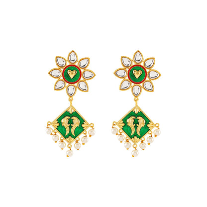 Laung Da Lashkara Dark Green Truck Art  Earrings