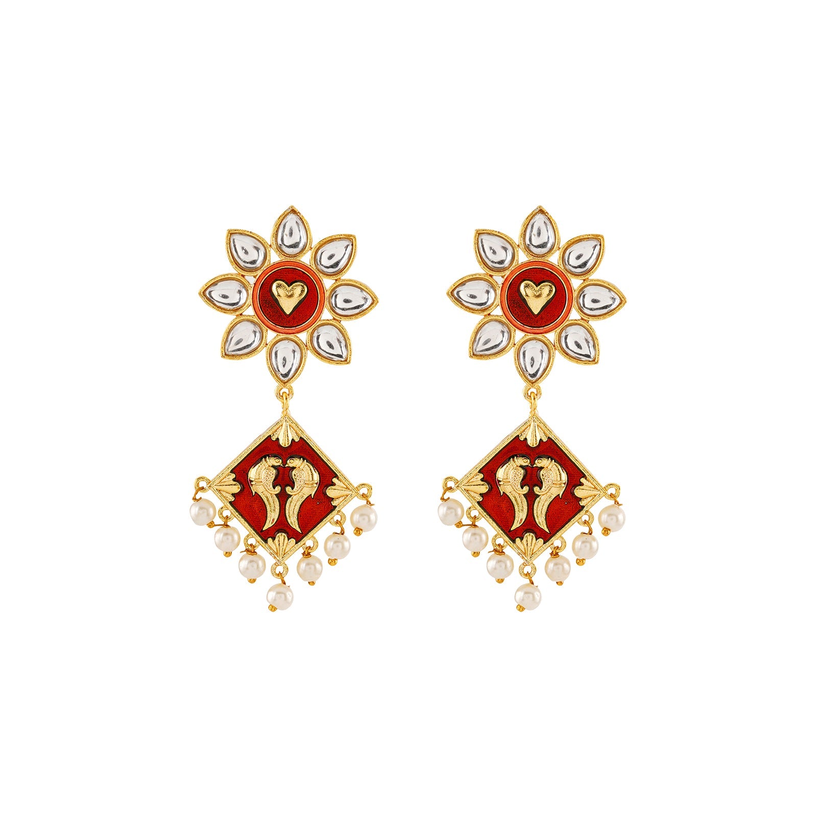 Laung Da Lashkara Maroon & Orange Truck Art  Earrings