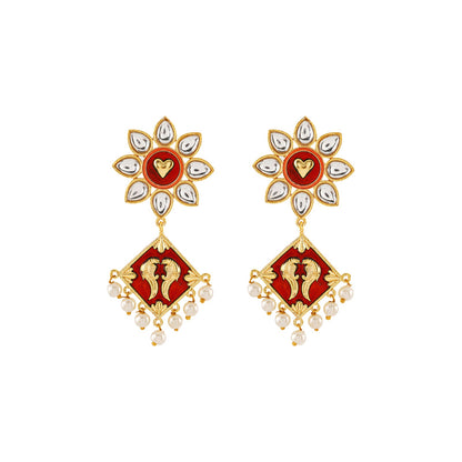 Laung Da Lashkara Maroon & Orange Truck Art  Earrings