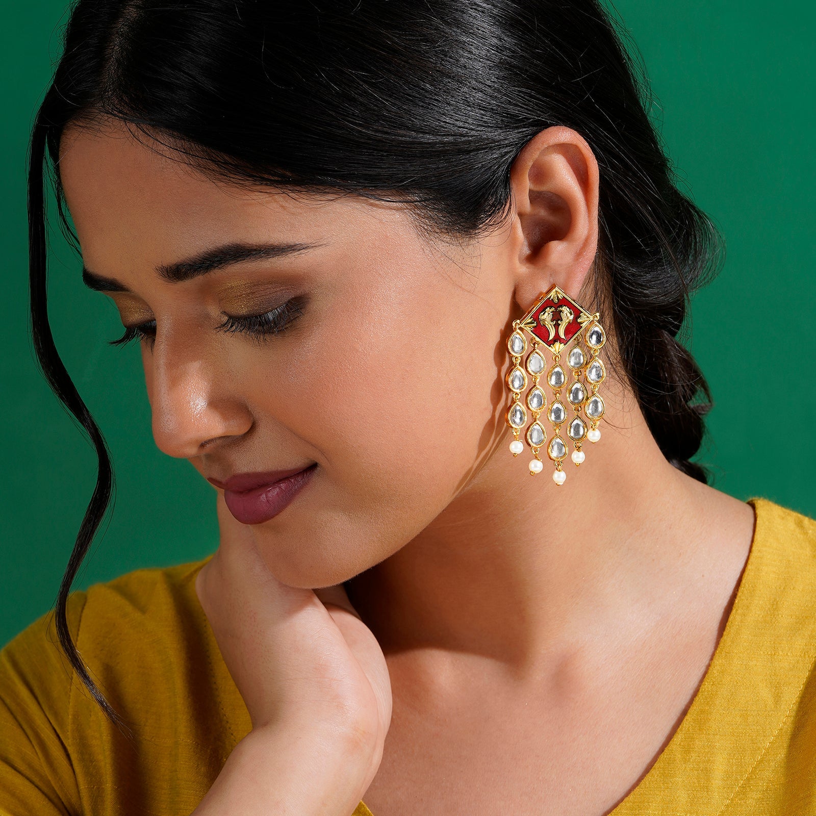 Ashoka Maroon & Orange Truck Art Earrings
