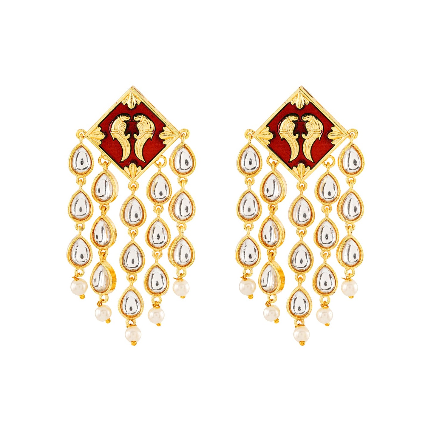 Ashoka Maroon & Orange Truck Art Earrings