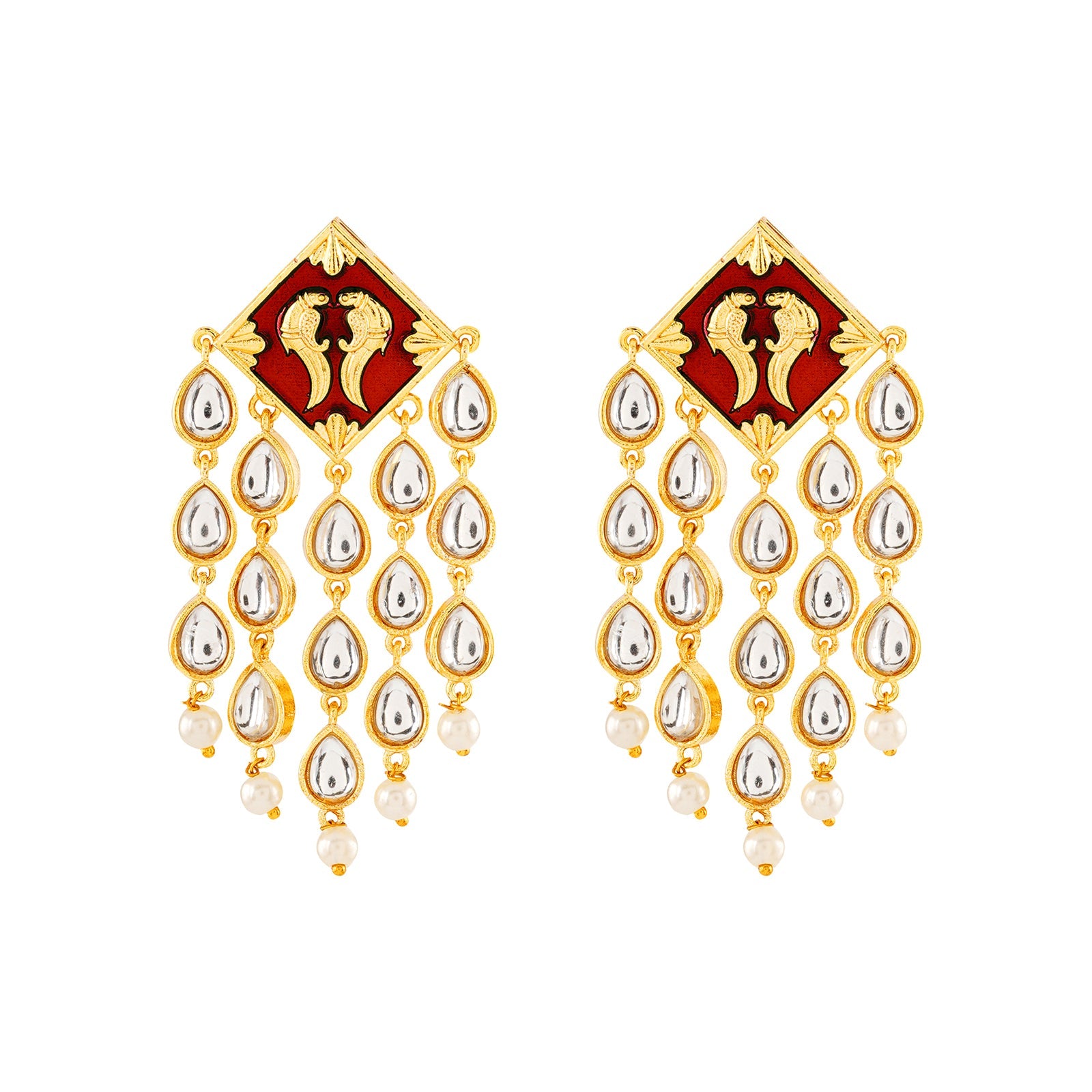 Ashoka Maroon & Orange Truck Art Earrings