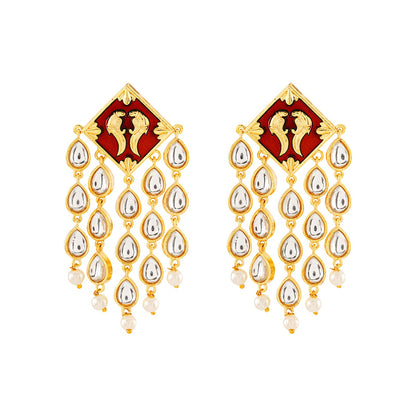 Ashoka Maroon & Orange Truck Art Earrings