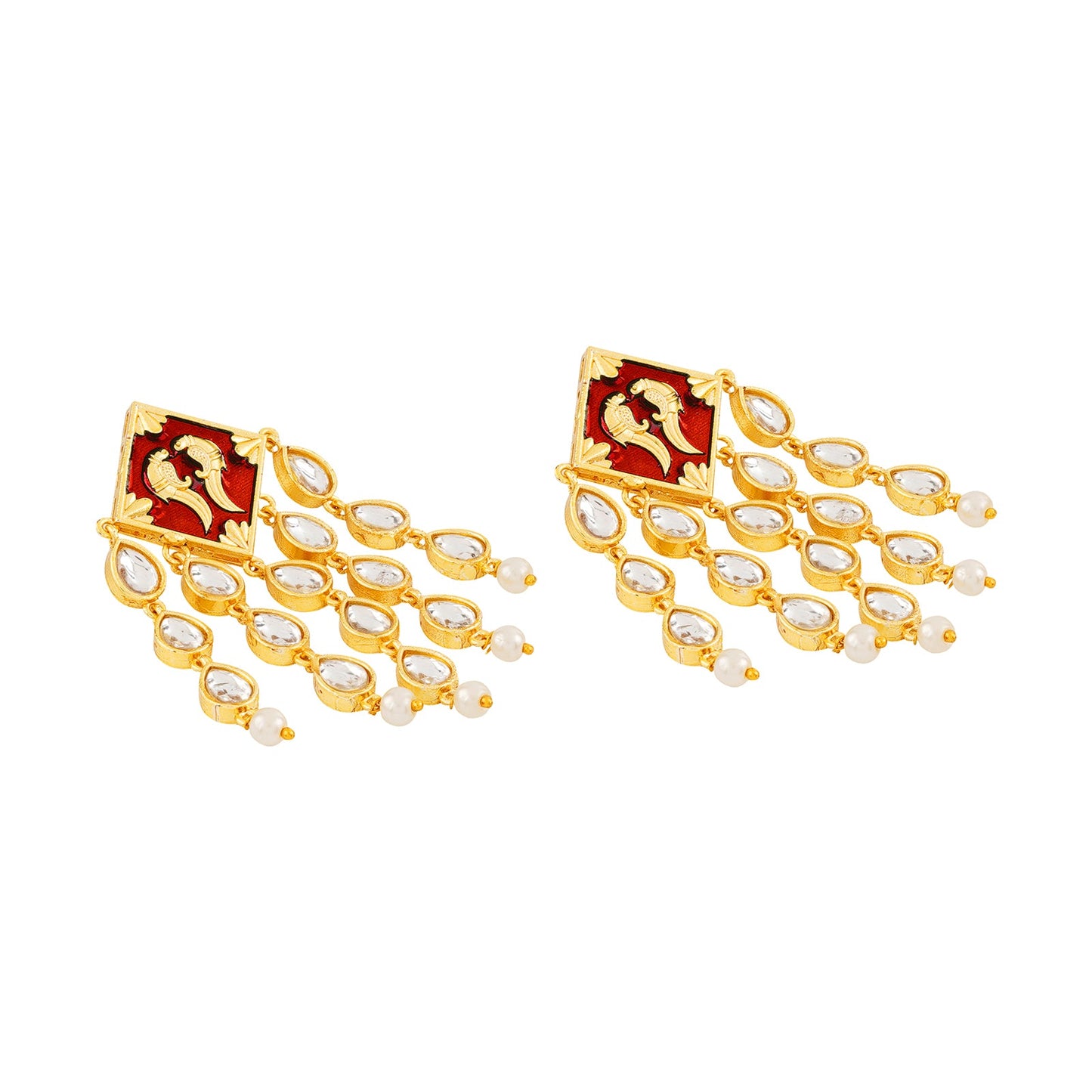 Ashoka Maroon & Orange Truck Art Earrings