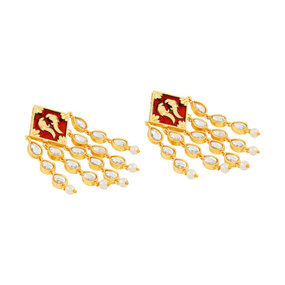 Ashoka Maroon & Orange Truck Art Earrings