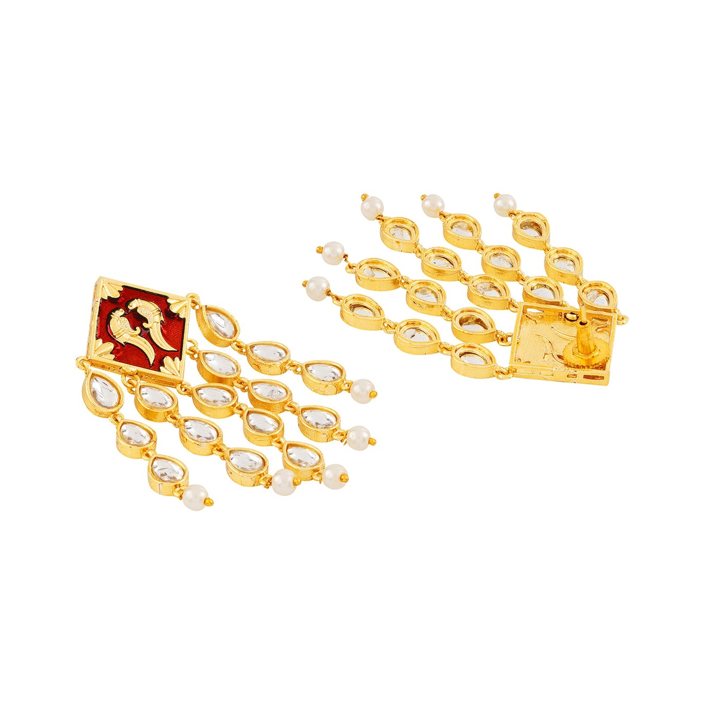 Ashoka Maroon & Orange Truck Art Earrings