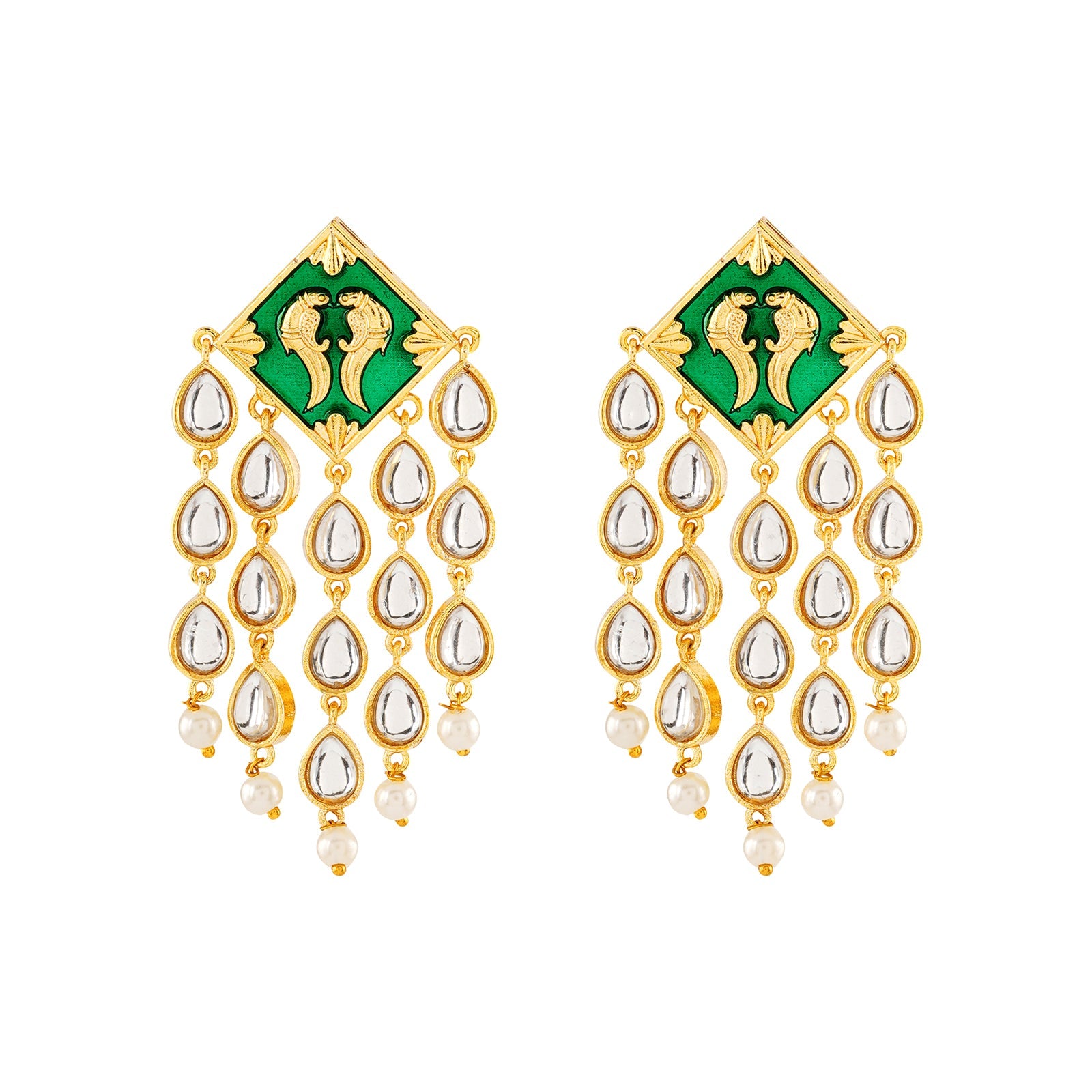 Ashoka Light Green and Dark Green Truck Art Earrings