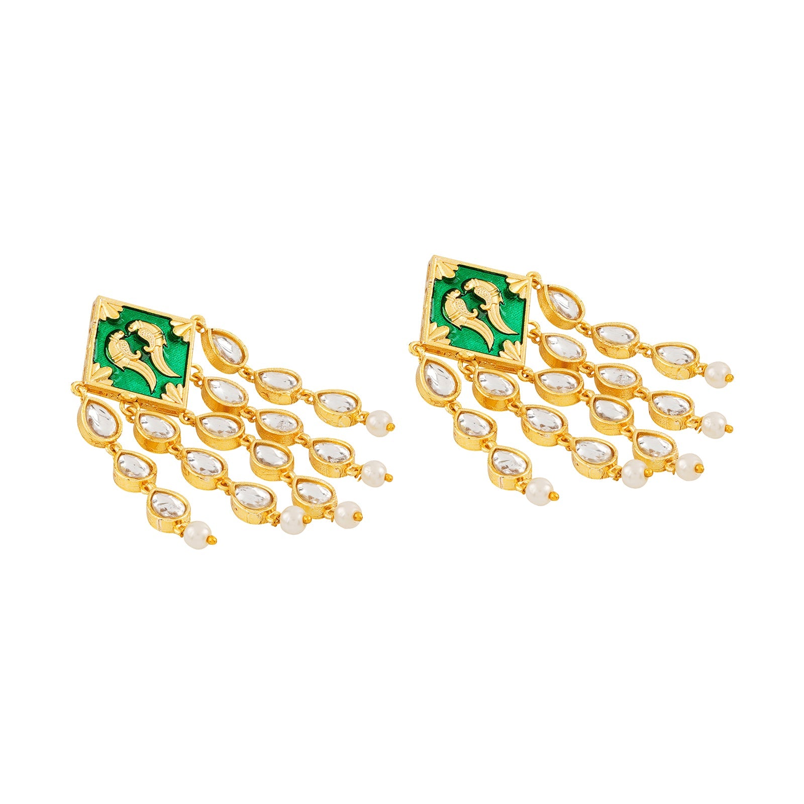 Ashoka Light Green and Dark Green Truck Art Earrings
