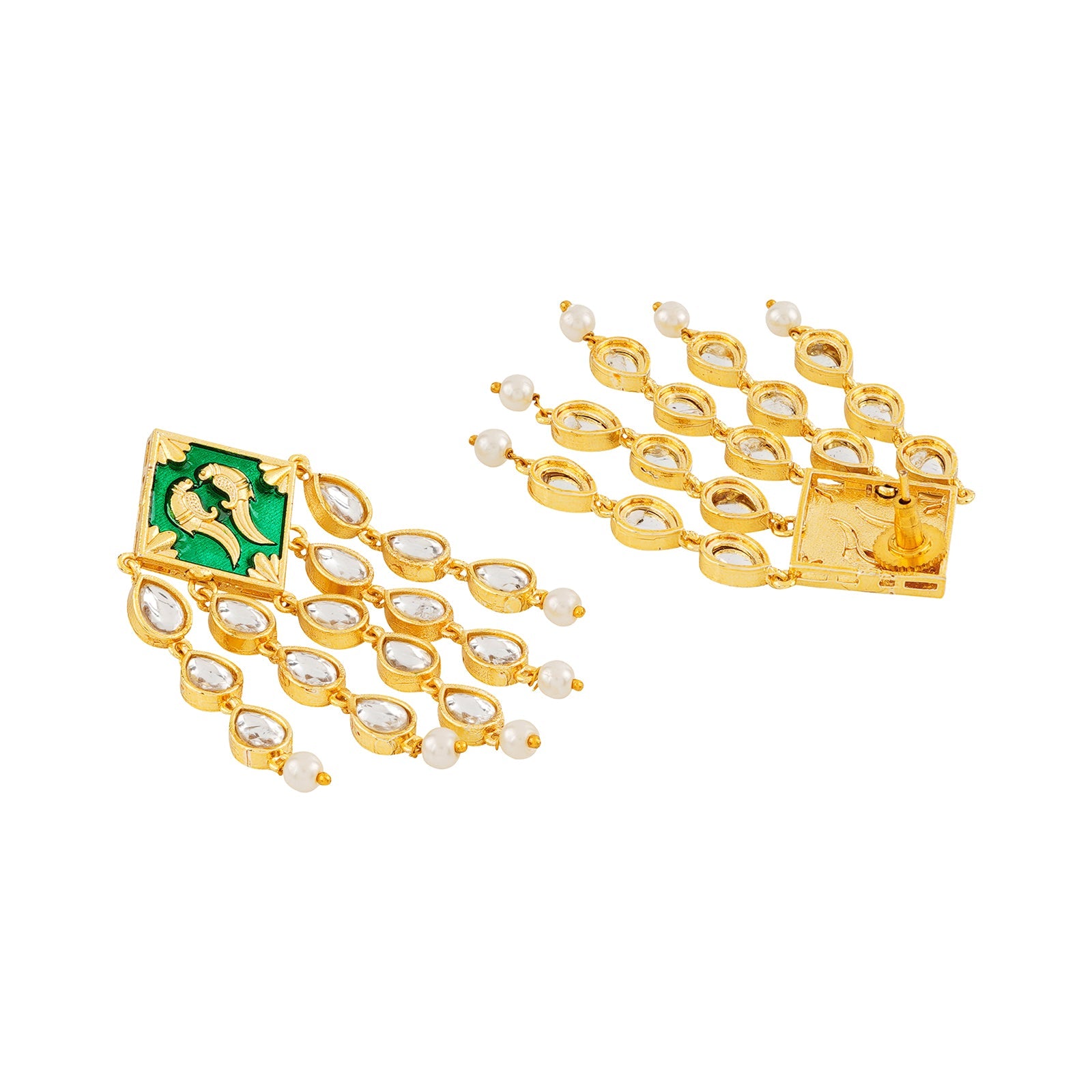 Ashoka Light Green and Dark Green Truck Art Earrings