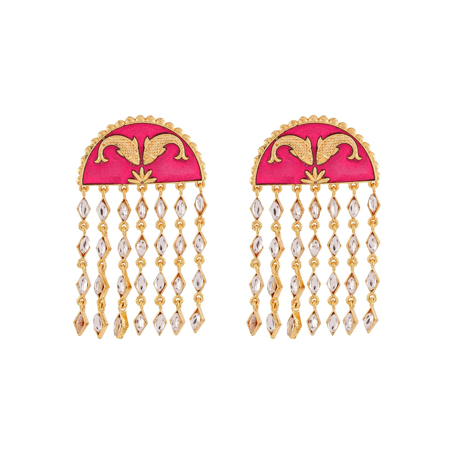 Choli ke Peeche Fuscia Pink Truck Art Earrings