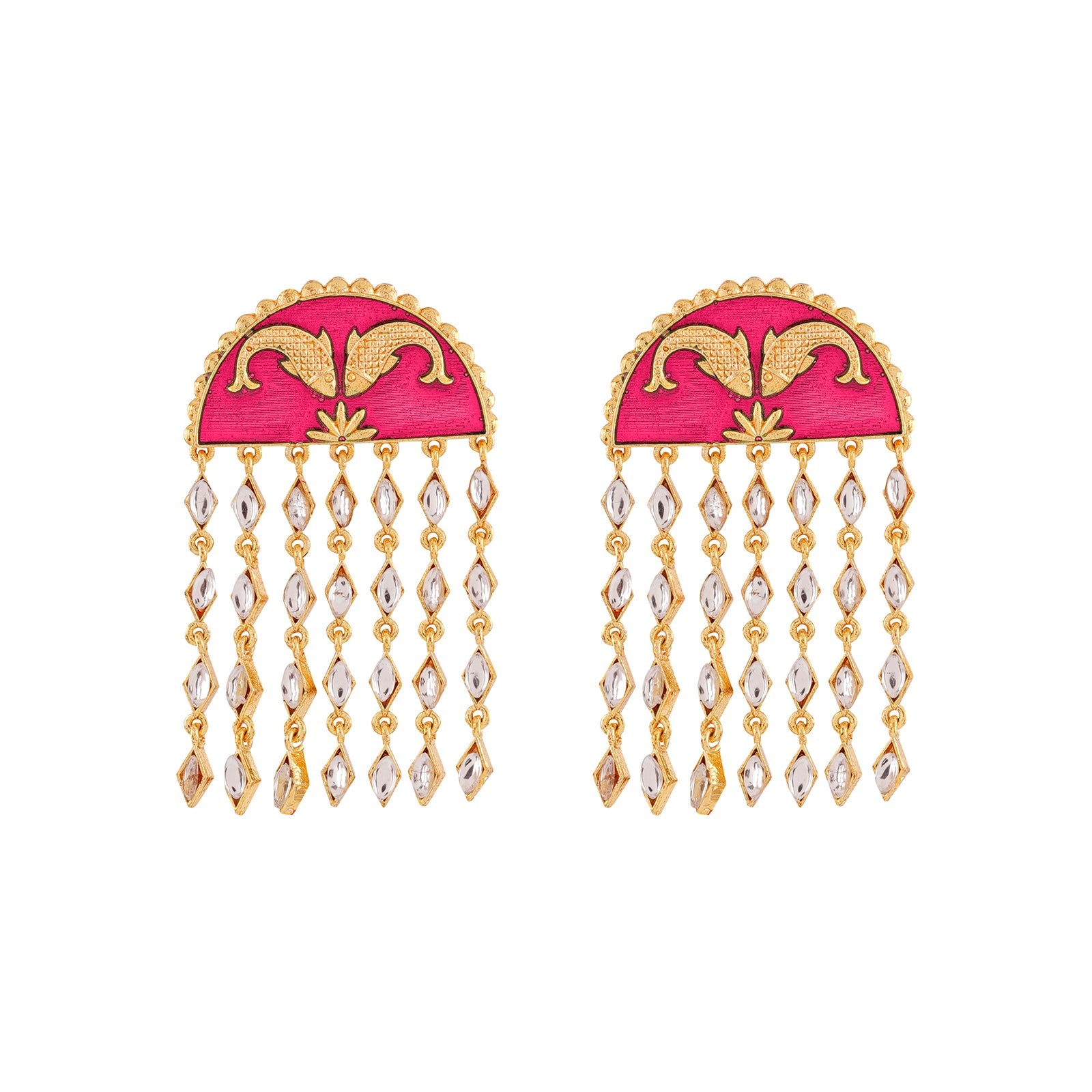 Choli ke Peeche Fuscia Pink Truck Art Earrings