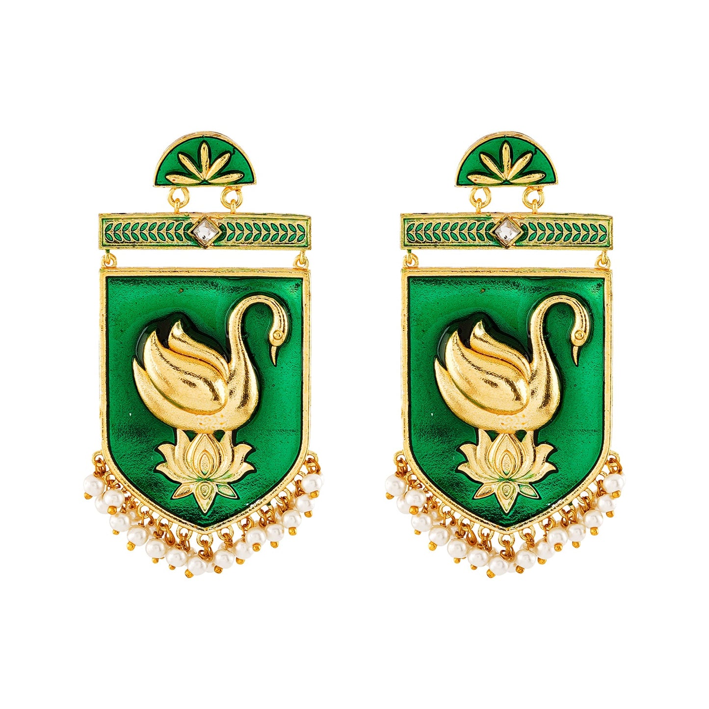 Mehbooba Green Trunk Art Earrings