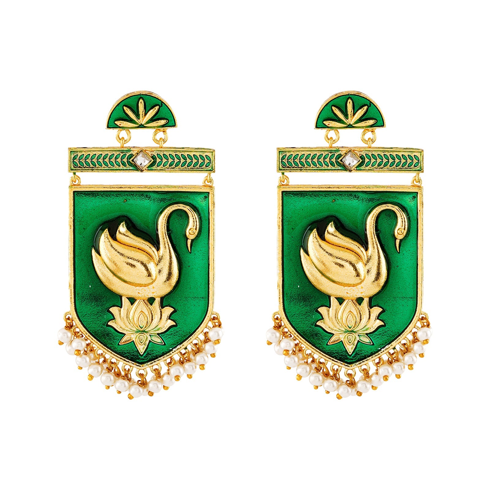 Mehbooba Green Trunk Art Earrings