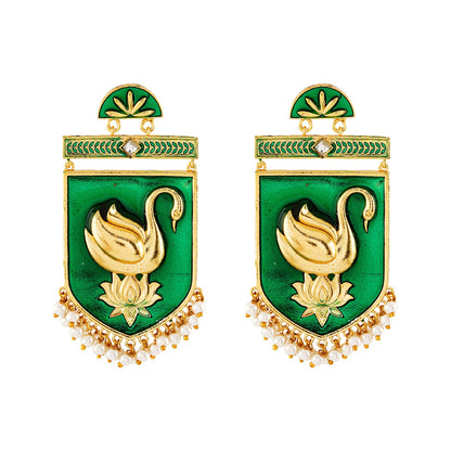 Mehbooba Green Trunk Art Earrings