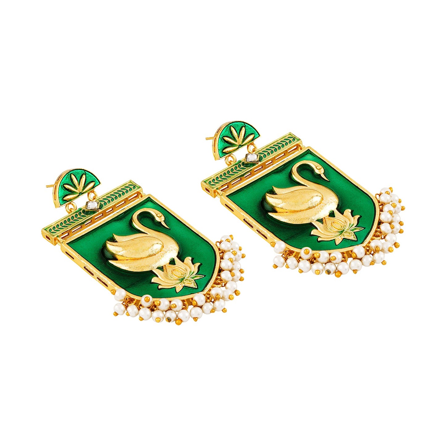 Mehbooba Green Trunk Art Earrings