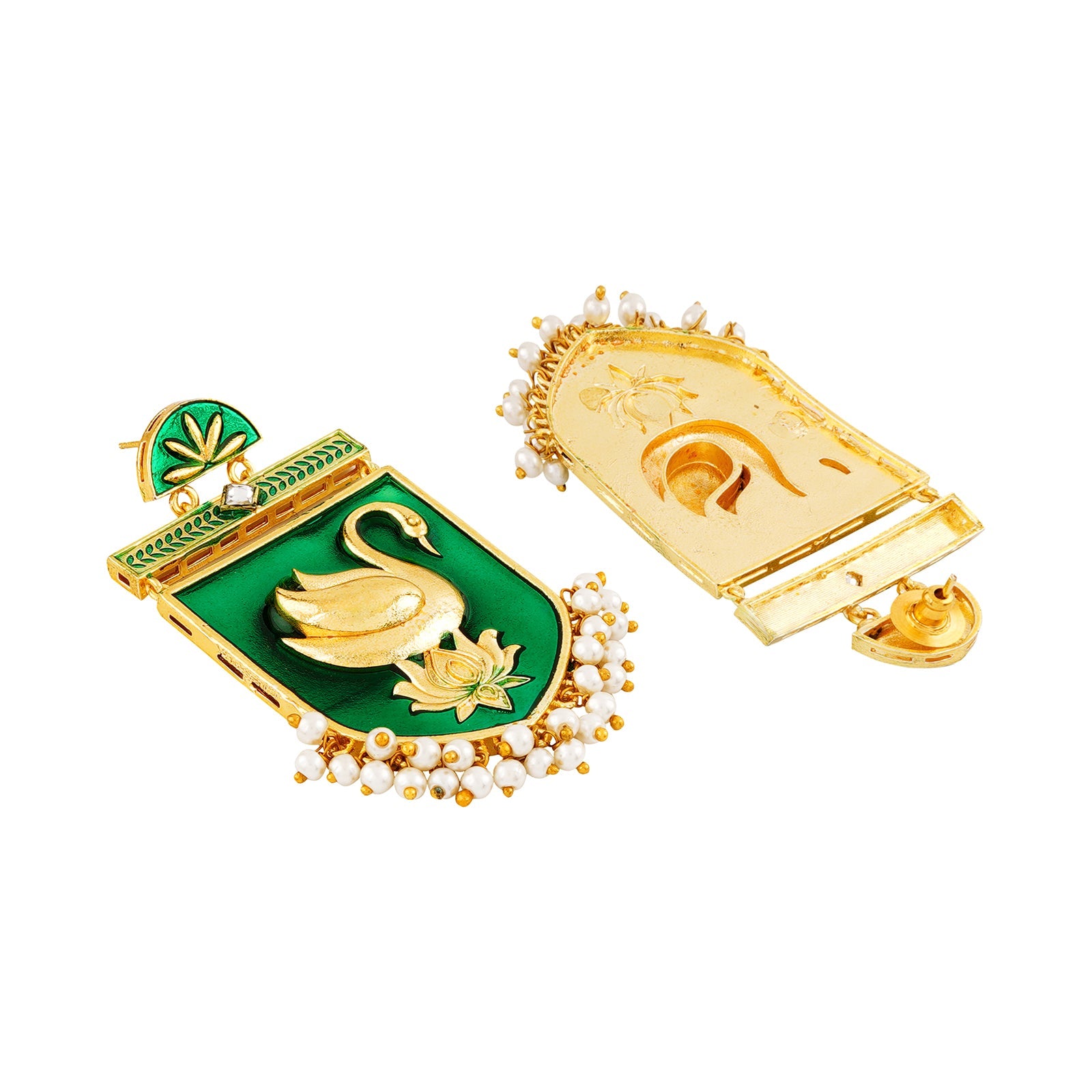 Mehbooba Green Trunk Art Earrings