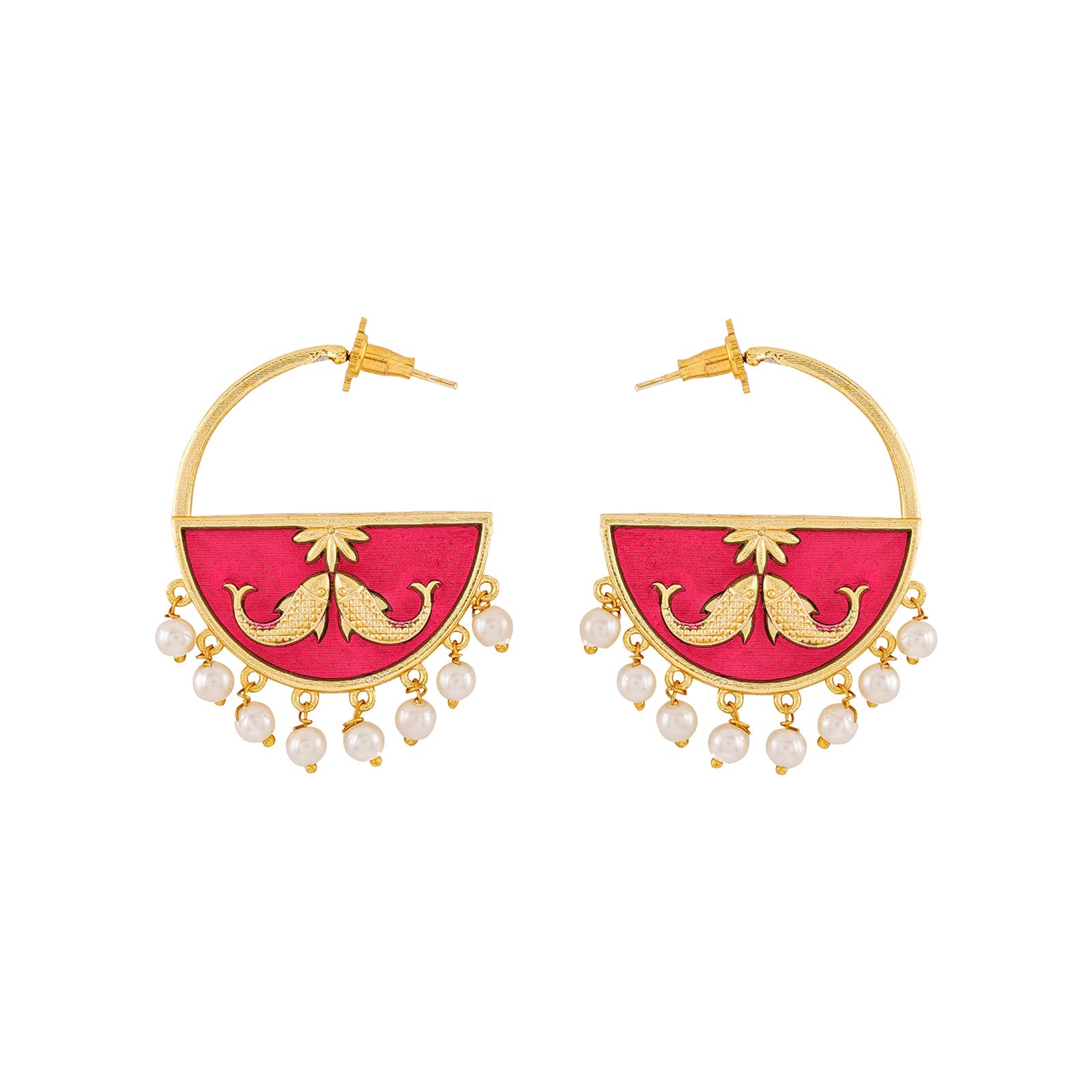 Param Sundari Fuschia Pink Truck Art Earrings