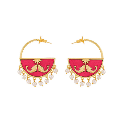 Param Sundari Fuschia Pink Truck Art Earrings