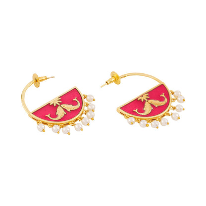 Param Sundari Fuschia Pink Truck Art Earrings
