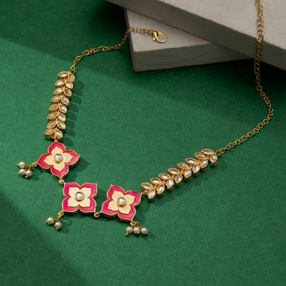 Hello Phools Fuschia Pink Necklace