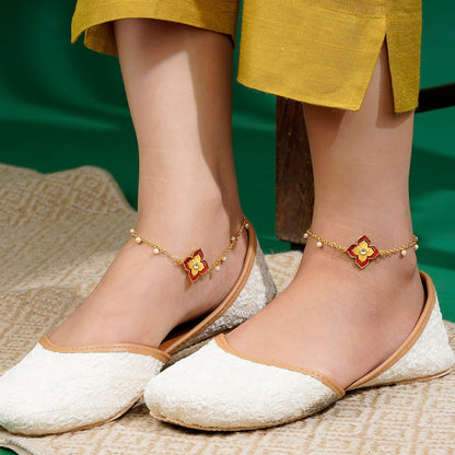 Desi-Kudi Maroon Anklet