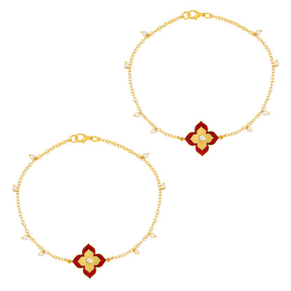 Desi-Kudi Maroon Anklet