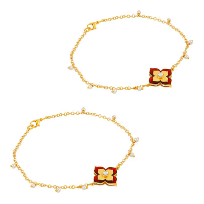 Desi-Kudi Maroon Anklet