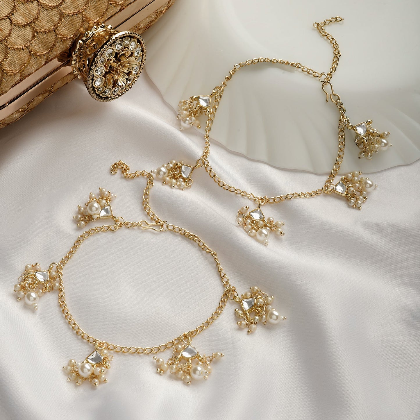 Teejh Rinikaa Pearl and Polki Anklet