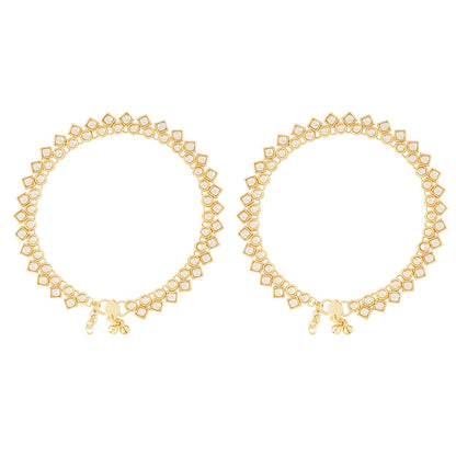 Teejh Kasturi Pearl and Gold Anklets