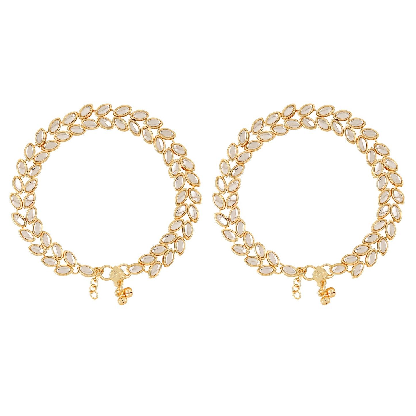 Teejh Tasmi Gold and Mirror Anklets