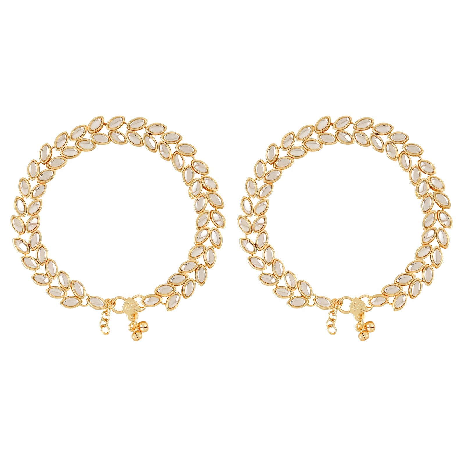 Teejh Tasmi Gold and Mirror Anklets