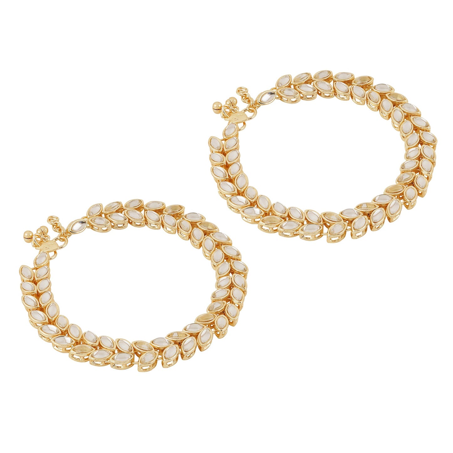 Teejh Tasmi Gold and Mirror Anklets