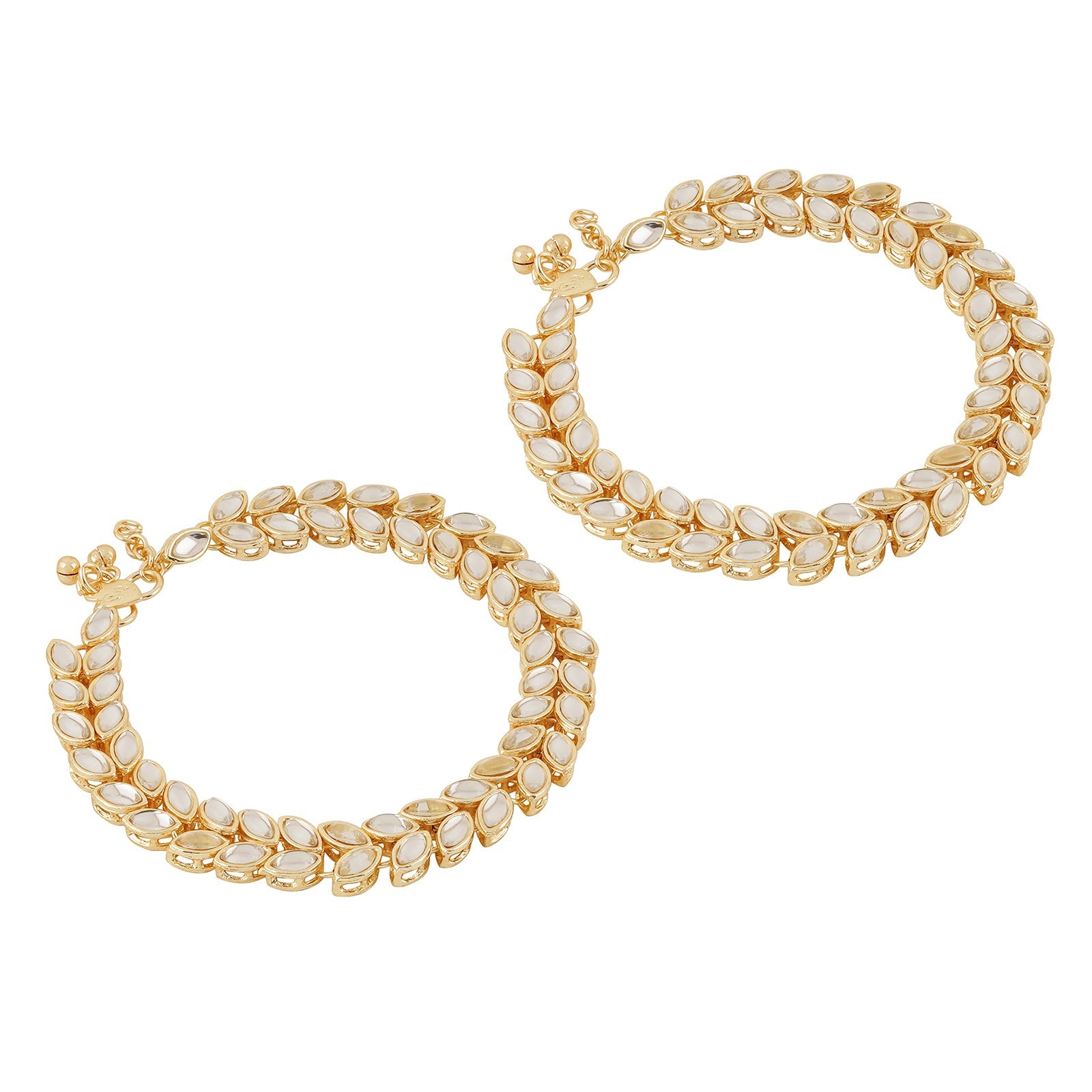 Teejh Tasmi Gold and Mirror Anklets