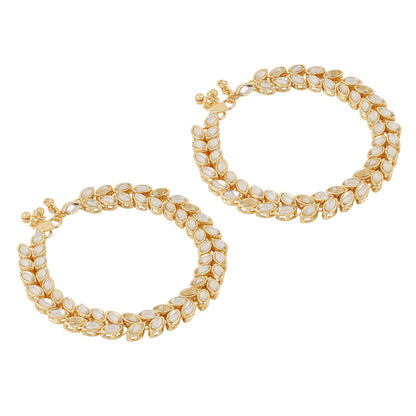 Teejh Tasmi Gold and Mirror Anklets