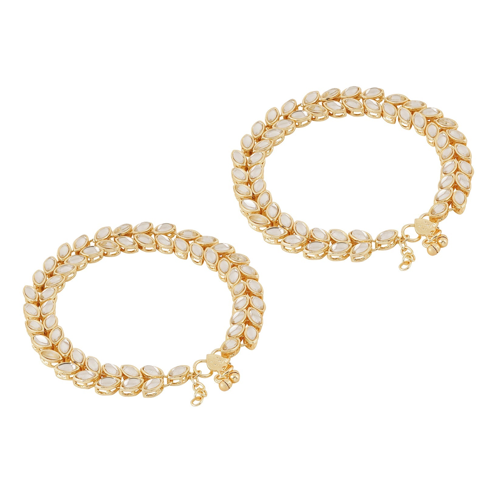 Teejh Tasmi Gold and Mirror Anklets