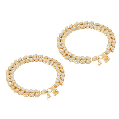 Teejh Tasmi Gold and Mirror Anklets
