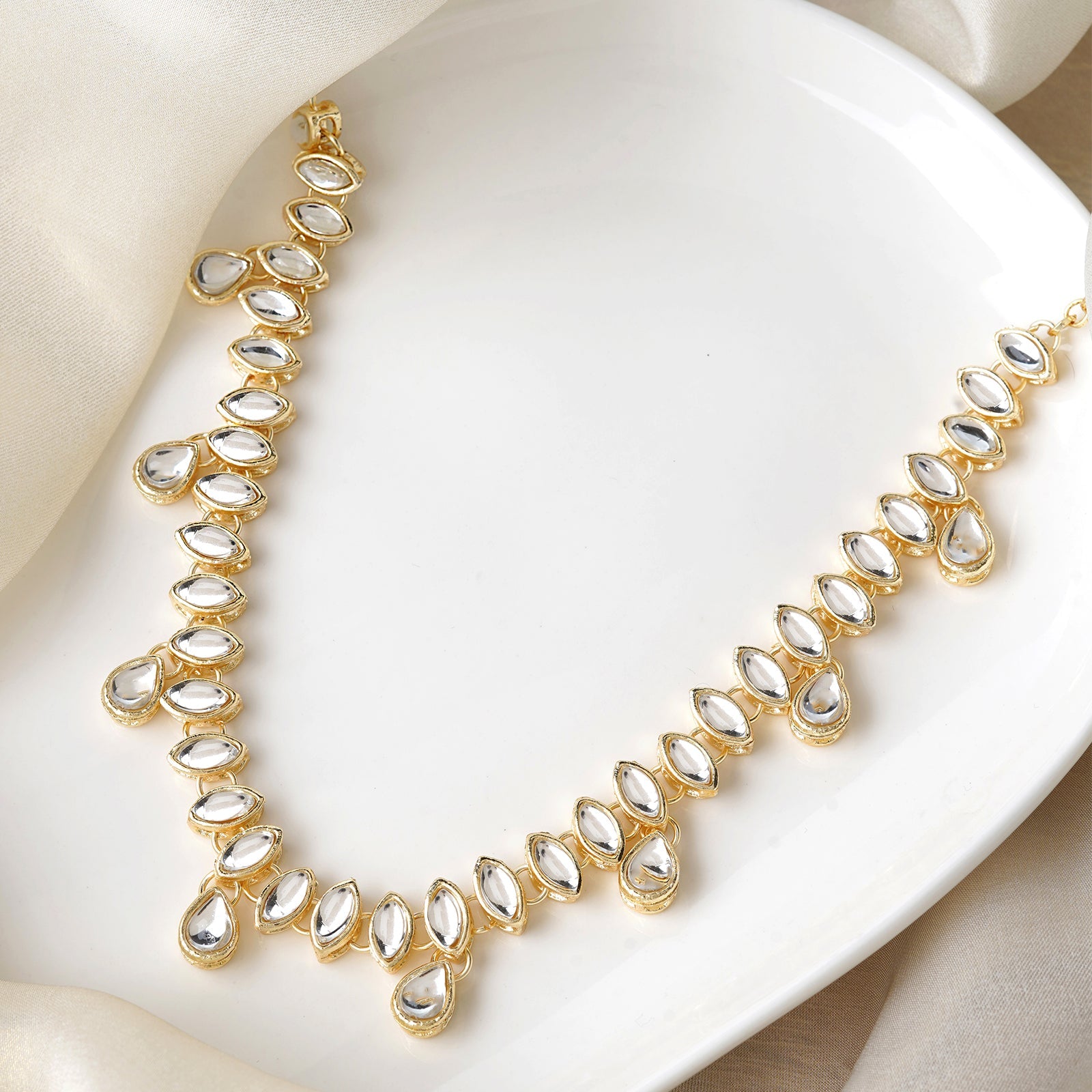 Teejh Keerat Gold and Mirror Choker Necklace