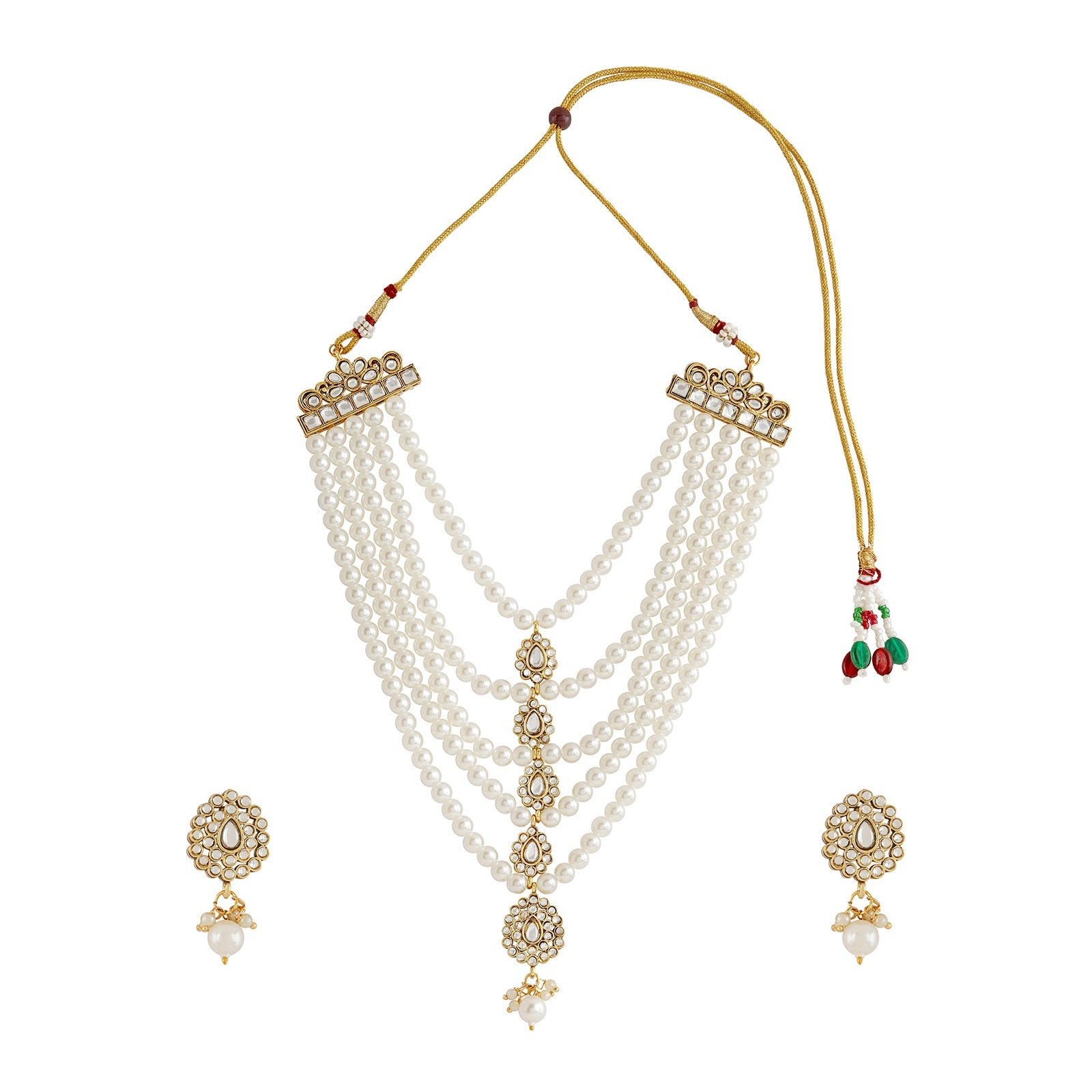 Teejh Gaekwar White Gold Necklace Set