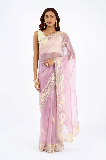 Teejh Raunaq Lilac Net Gota Saree