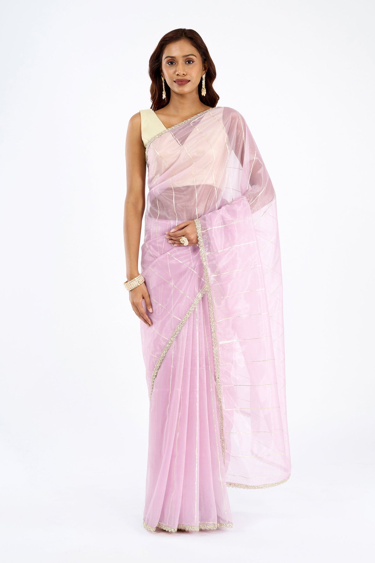 Teejh Ziaya Lilac Net Gota Saree